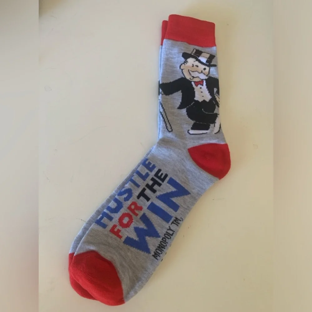 NWOT Gray & Red Monopoly Socks